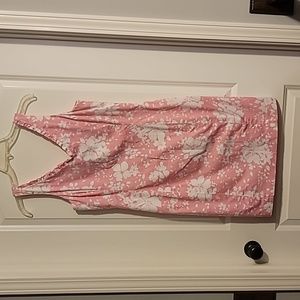 NWOT Jones New York Signature Size 8 Pink  Blossoms Floral Cotton Summer Dress